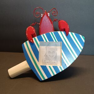 Cape Shore Picture Frame Vintage 2006 Red Lobster Striped Paddle Holds 2x2 pic